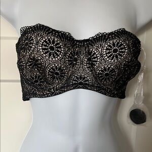 Black Lace Bra with Floral Pattern